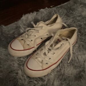 Classic White and Red Canvas Sneakers